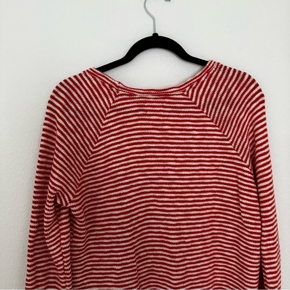 SUNDRY Love Embroidery Sweater Striped Knit Pullover Red White Size 1 Small - Picture 4 of 12